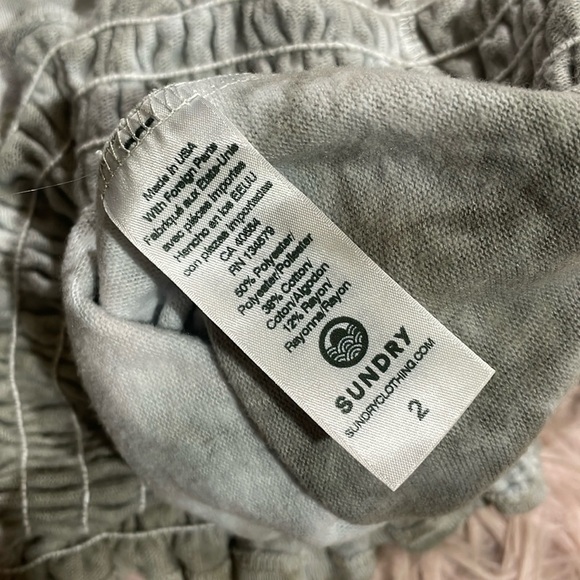 Sundry Tie Dye Green Smocked Crewneck Sweatshirt - Picture 4 of 9